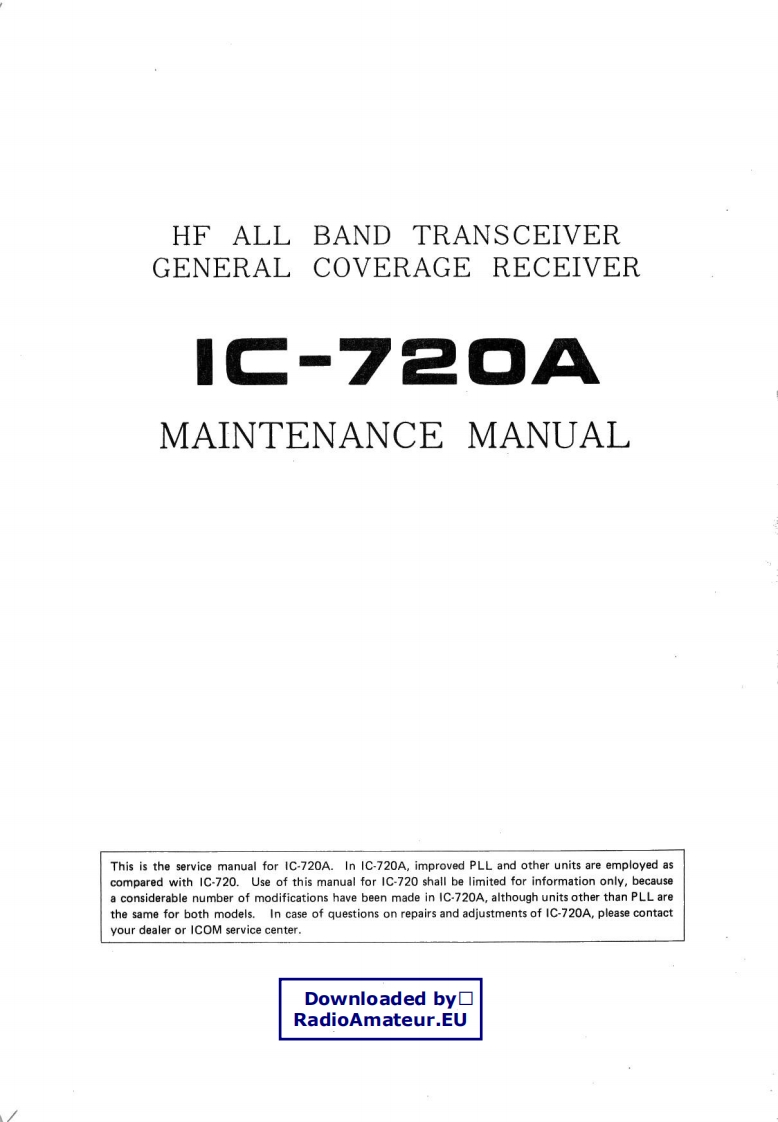 ICOM艾可慕IC720_serv维修手册含电器原理图