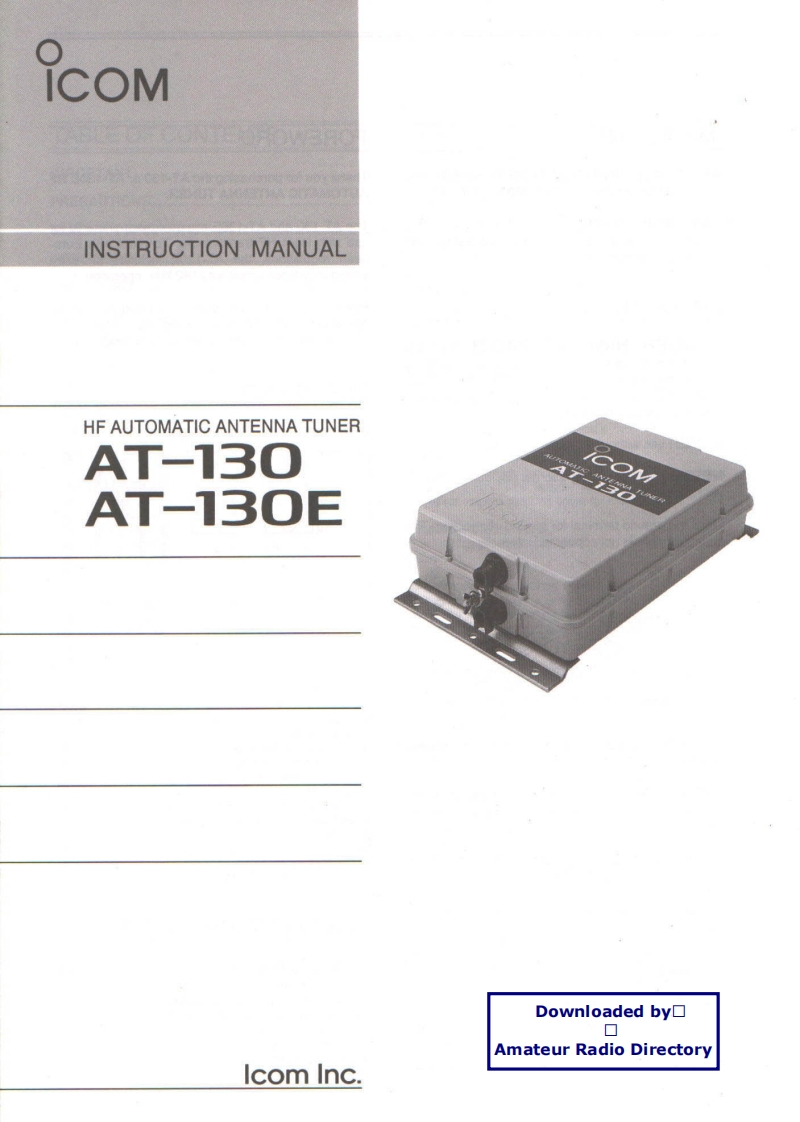 ICOM艾可慕Icom_AT-130_AT-130E_user操作说明书手册_old