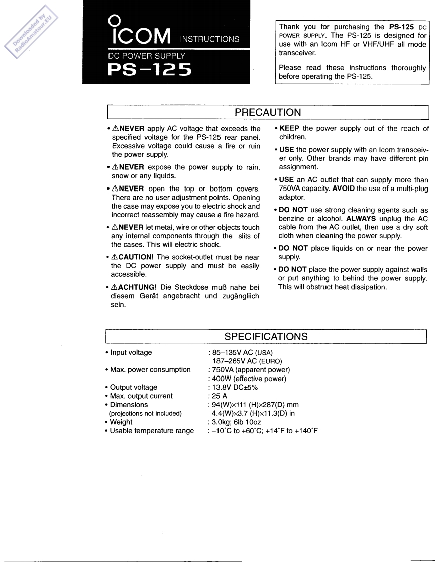 ICOM艾可慕Icom_IC-PS-125_user操作说明书手册-找手册网