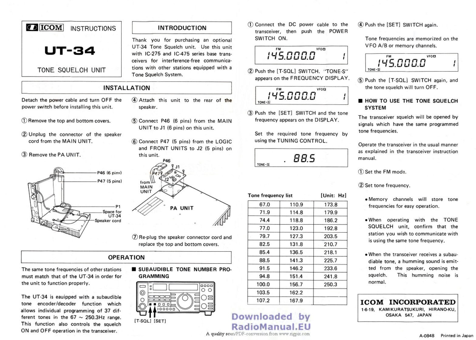 ICOM艾可慕Icom_UT-34_user操作说明书手册