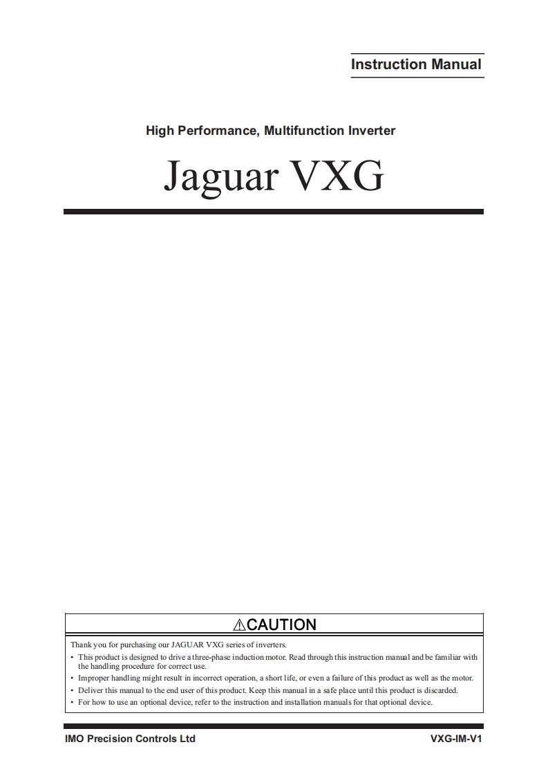 IMO-Jaguar-VXG-Manual操作说明书手册