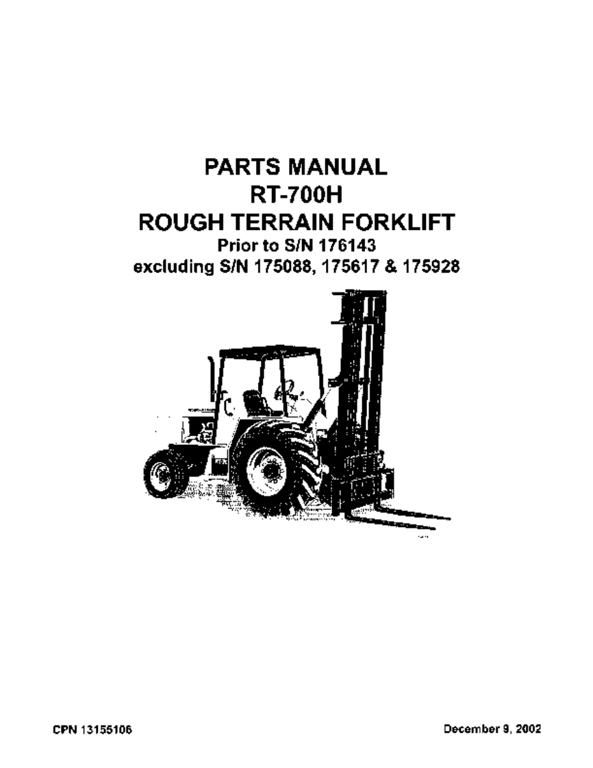 INGERSOLL-RAND-RT-700-H-Rough-Terrain-Forklift-零部件手册