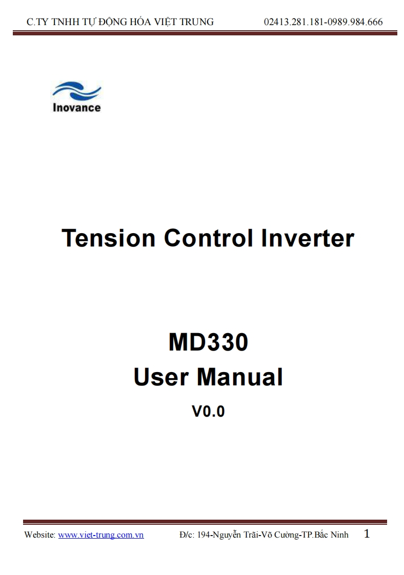 INOVANCE--MD330变频器操作说明书手册