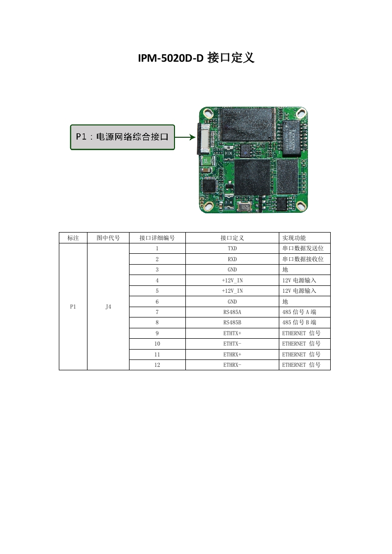 IPM-5020D-D接口说明