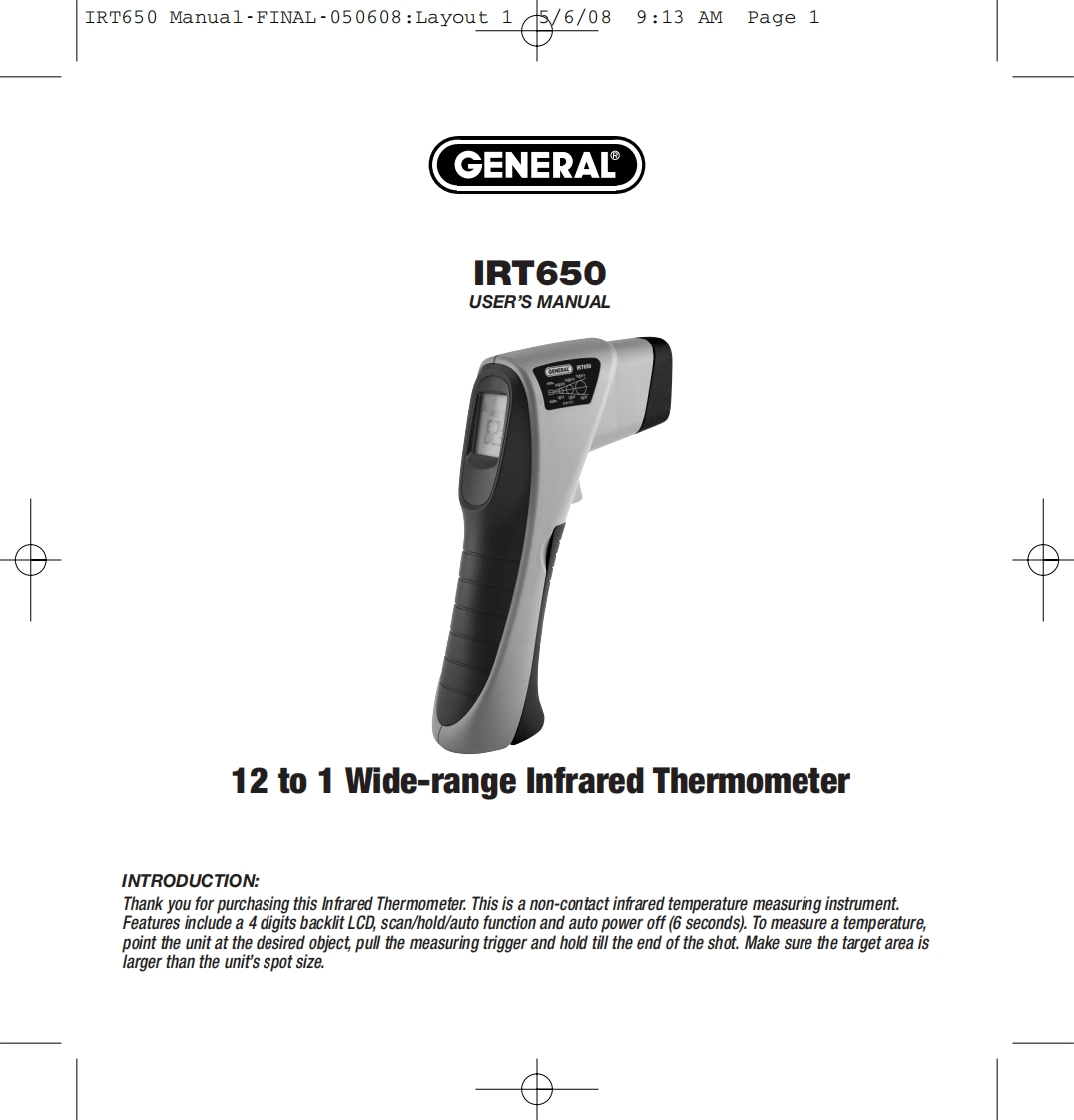 IRT650_手册说明书指南