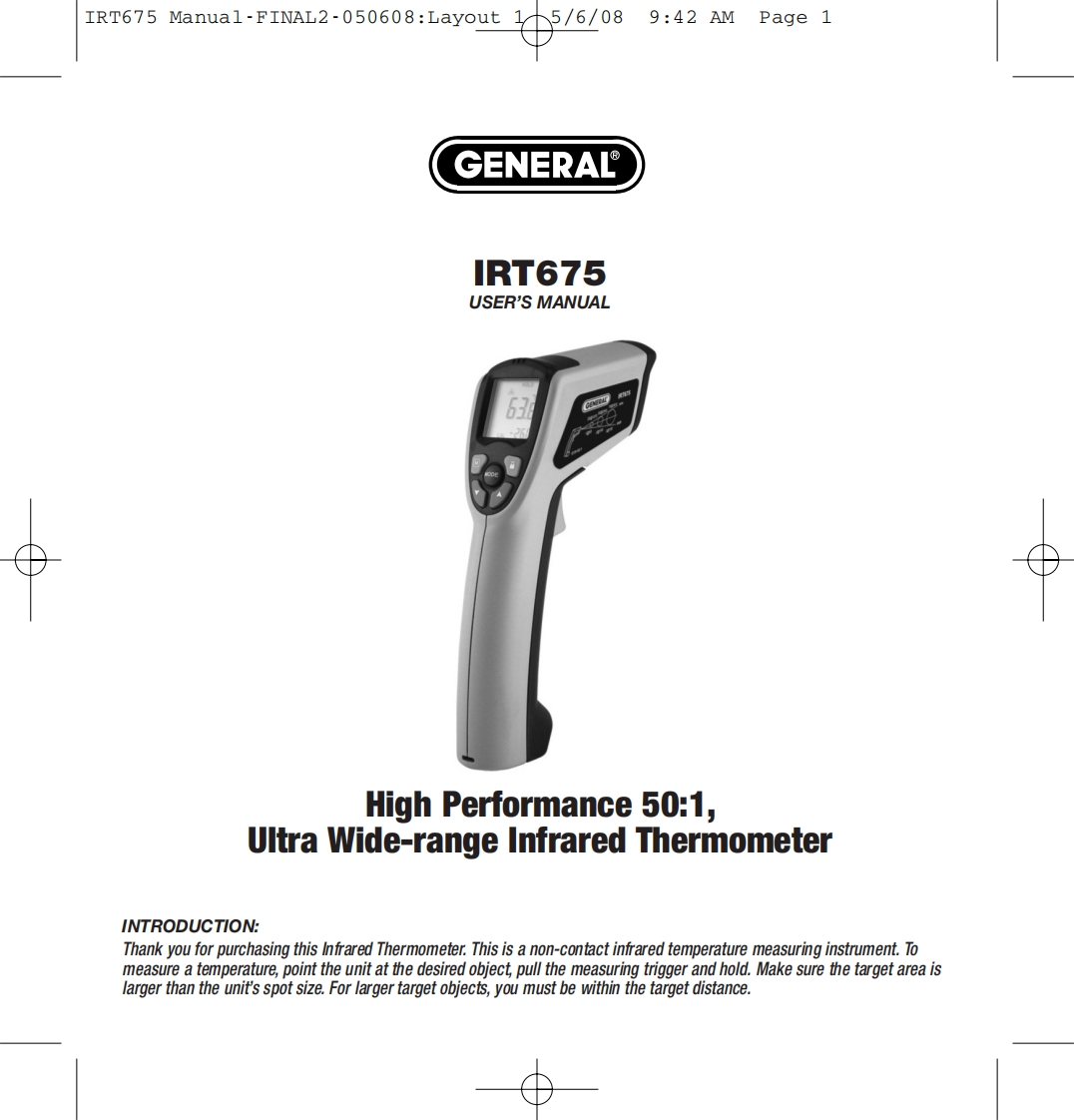 IRT675_手册说明书指南