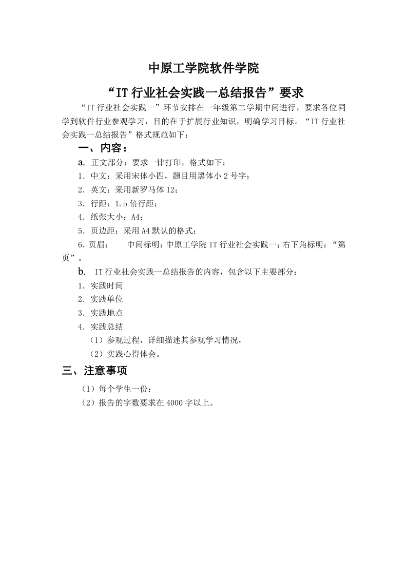 IT行业实践一-总结报告要求