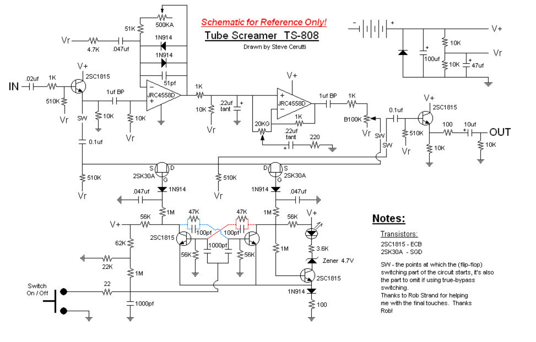 Ibanez_TS-808_Tube_Screamer_Overdrive_Schematic电器原理图
