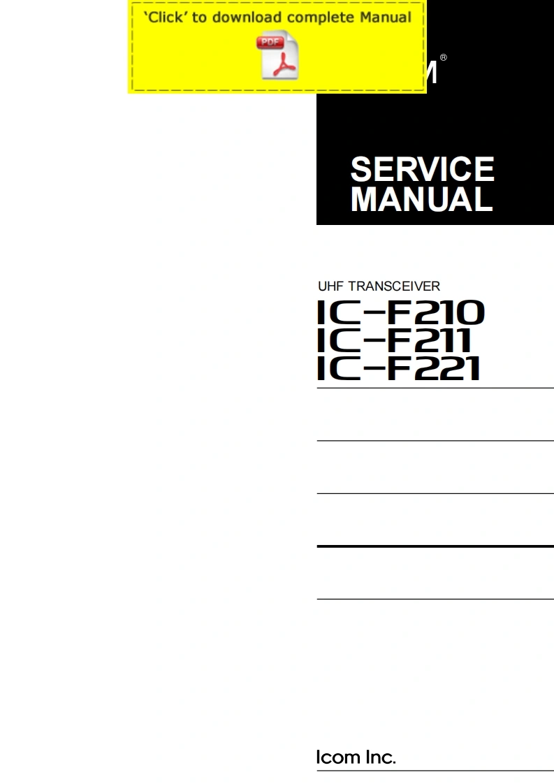 Icom-IC-F221-Service-Manual维修手册含电器原理图