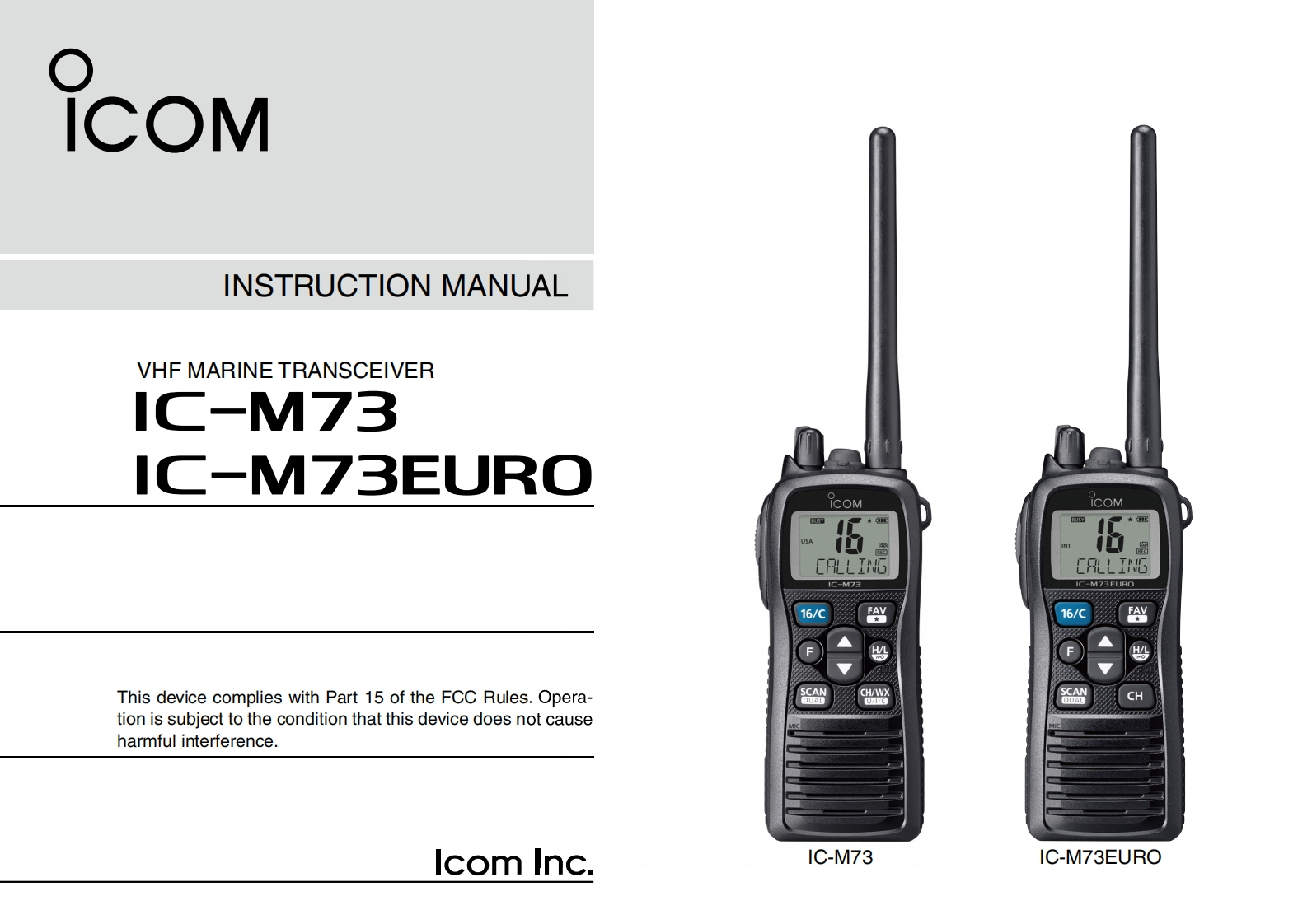 Icom-ic-m73euro-使用说明书手册