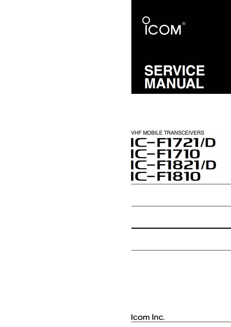 Icom_IC-F1710_IC-F1721_D_IC-F1810_IC-F1821_D_维修维护电器原理图手册_2004