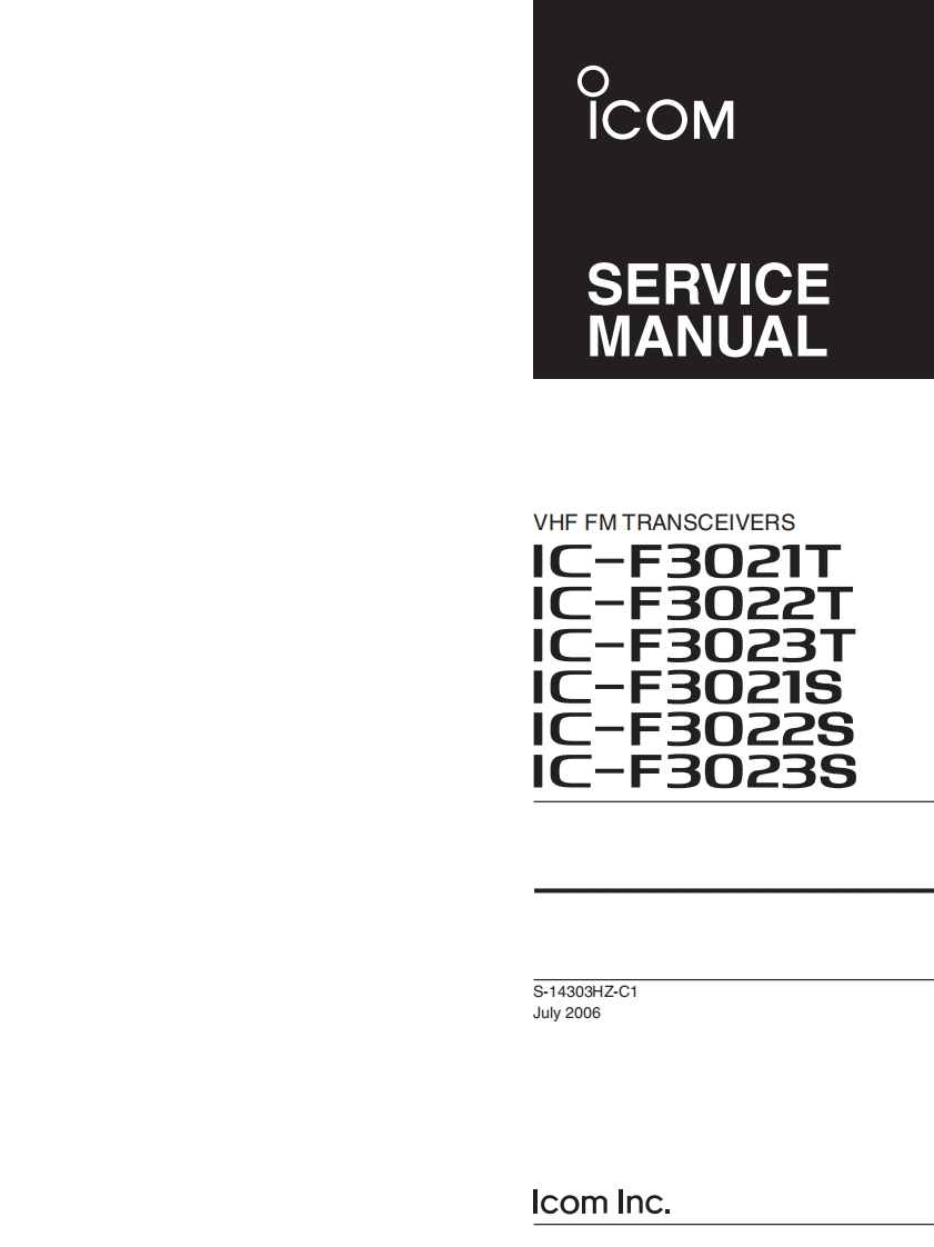 Icom_IC-F3021S_T_IC-F3023S_T_IC-F4021S_T_IC-F4023S_T_维修维护电器原理图手册_2006