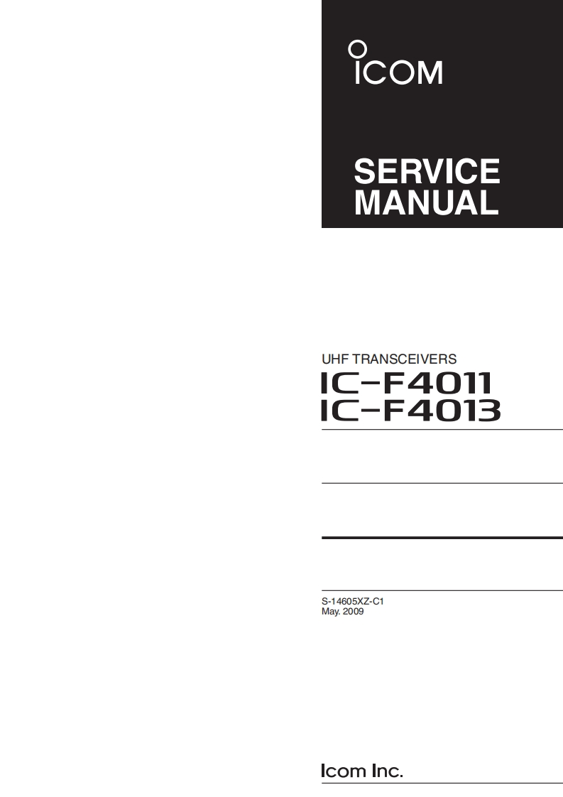 Icom_IC-F4011_IC-F4013_维修维护电器原理图手册_2009