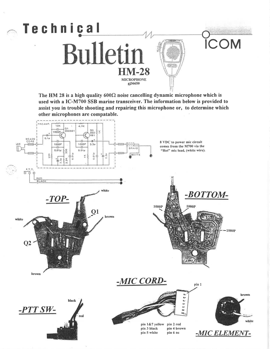 Icom_IC-M700_HM-28_参考电器原理图