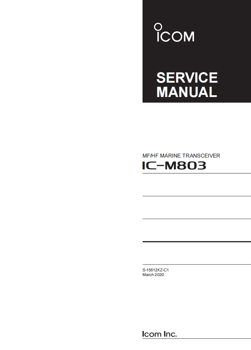 Icom_IC-M803_MF-HF_Marine_SSB_Transceiver_-_维修说明书手册含电器原理图