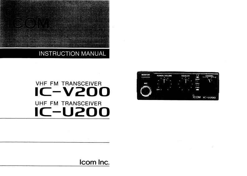 Icom_IC-V200_IC-U200_使用说明书手册