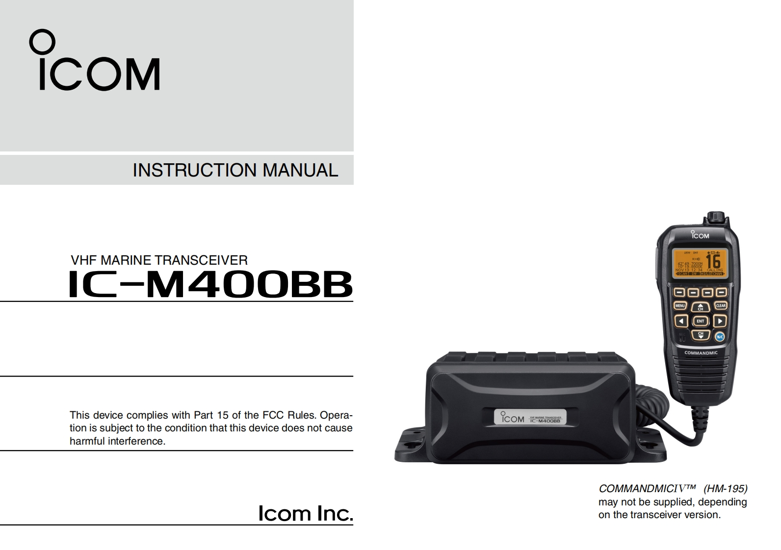 Ic用户使用操作说明书手册IC-M400BB_instructionManual