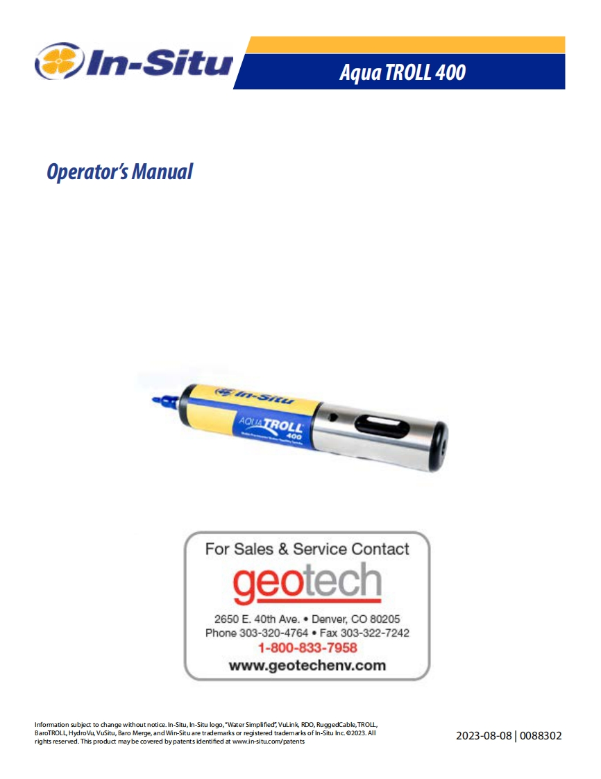 In-Situ_Aqua_TROLL_400_使用说明书手册