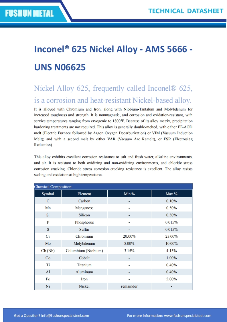 Inconel®-625-Nickel-Alloy-AMS-5666-UNS-N06625现行标准技术规范