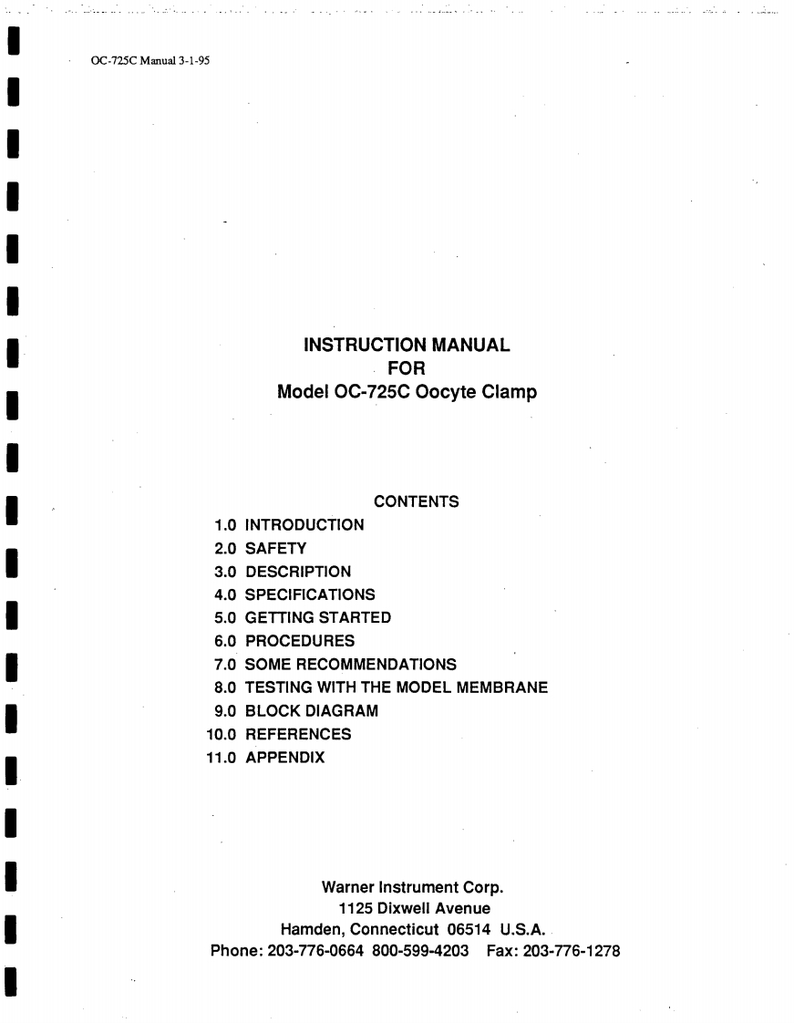Instruction操作说明书手册forModelOC-725COocyteClamp