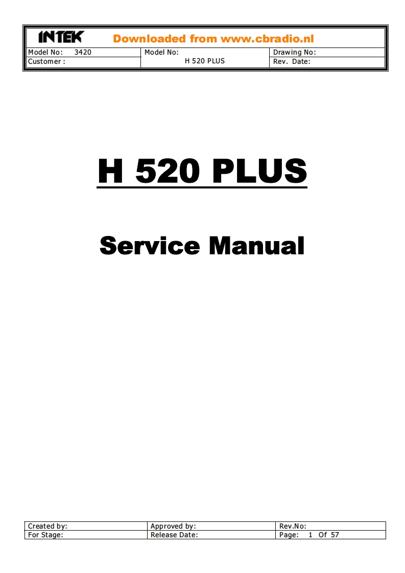 Intek_H520_Plus_ENG维修说明书手册含电气原理图
