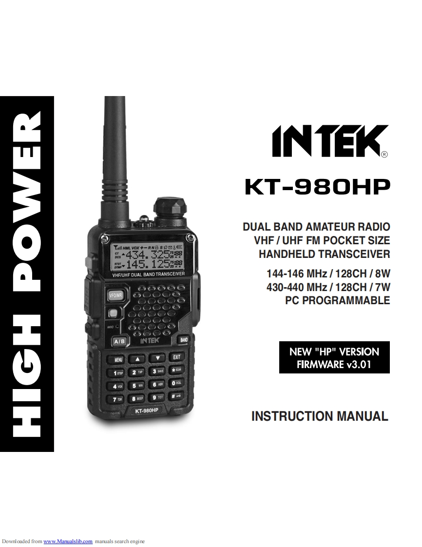 Intek_KT-980H_manual操作说明书手册