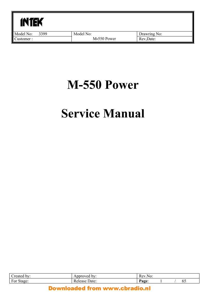 Intek_M550_ENG维修说明书手册含电气原理图