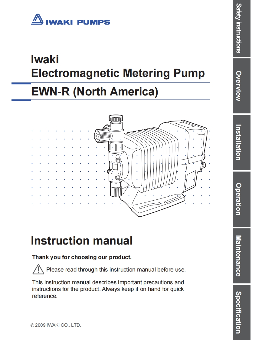 Iwaki-EWN-R-metering-pump-安装调试说明书手册