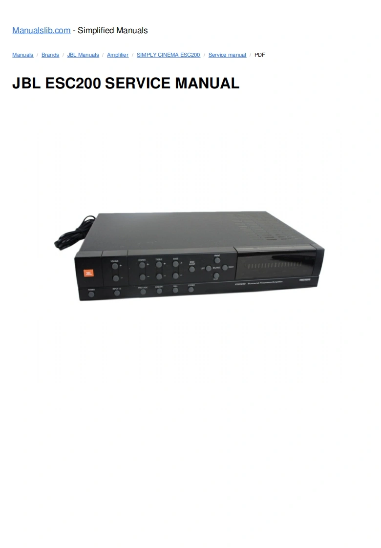 JBL-ESC200-SERVICE-MANUAL