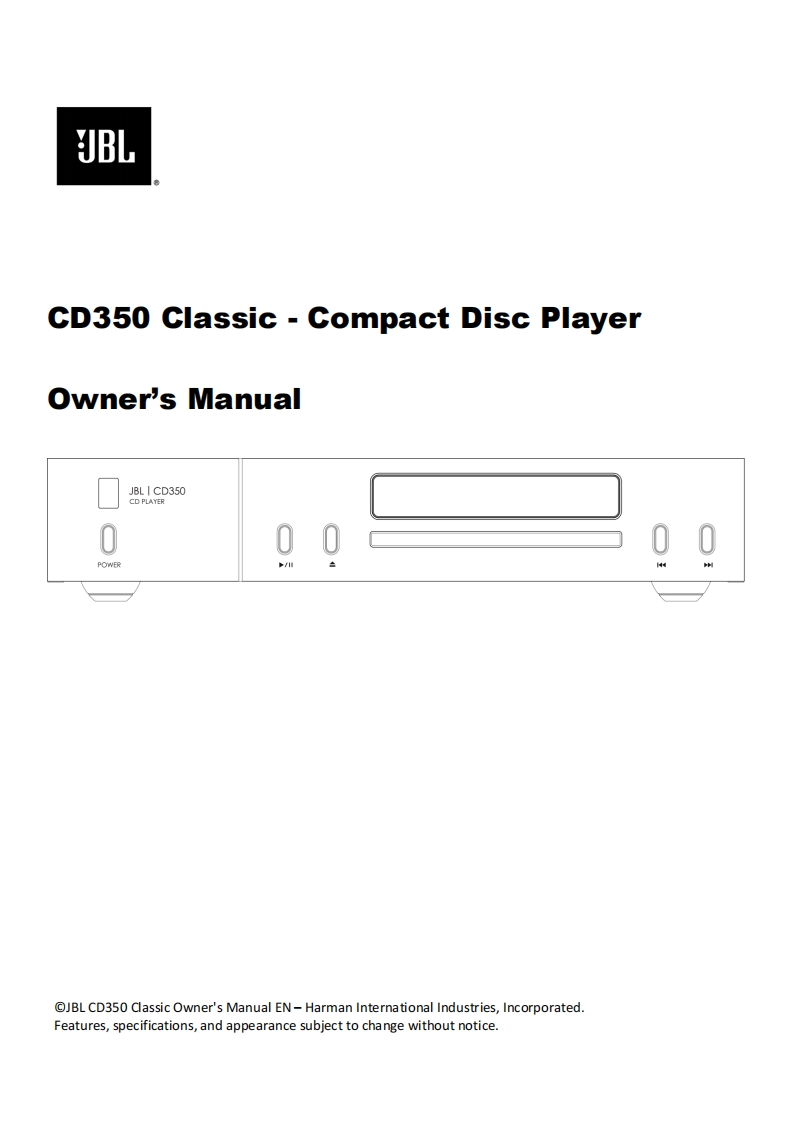 JBLCD350-操作使用说明书手册