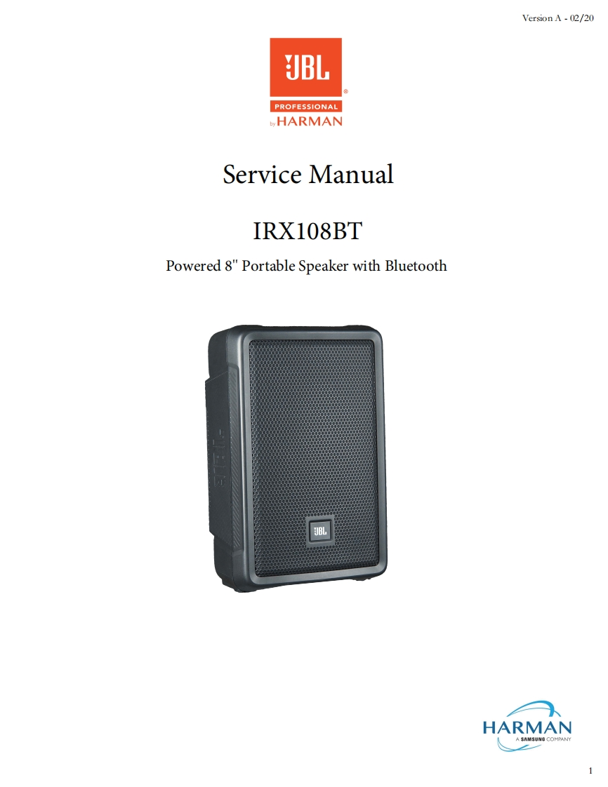 JBL_IRX108BT_ServiceManual_vA维修手册电器原理图