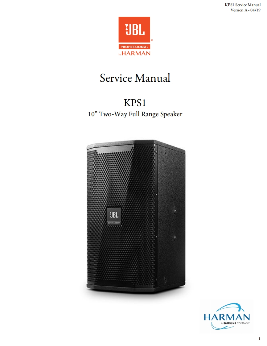 JBL_KPS1_ServiceManual_vA维修手册电器原理图