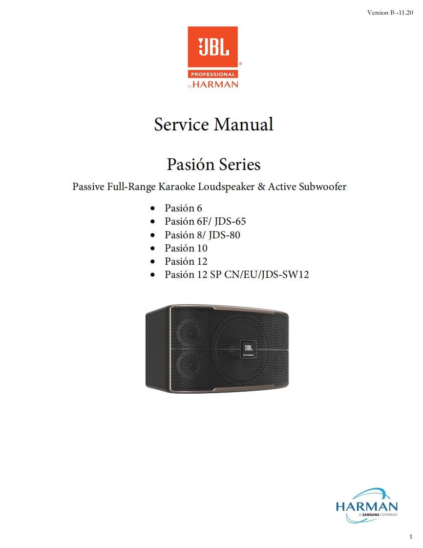 JBL_Pasion_Series_SERVMAN_vB维修手册电器原理图