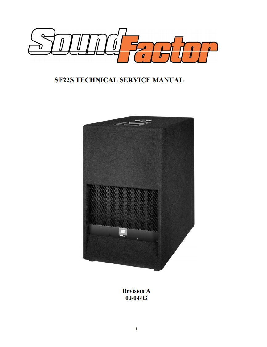 JBL_SF22SP_Tech-Manual_Rev_A维修手册电器原理图