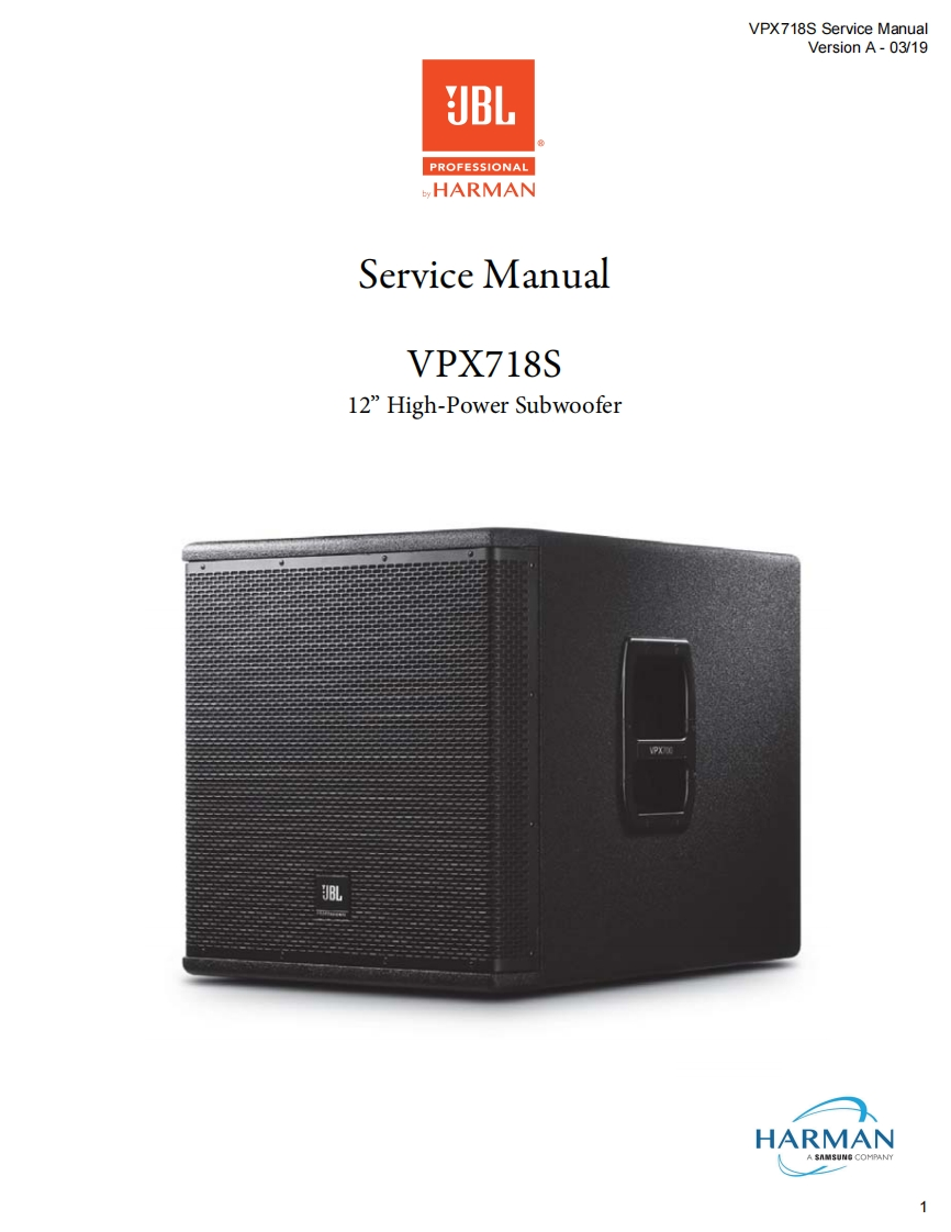 JBL_VPX718S_ServiceManual_vA维修手册电器原理图