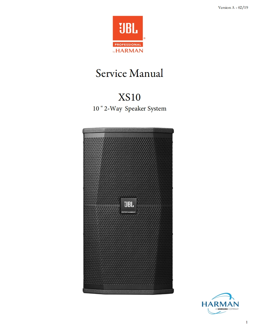 JBL_XS10_ServiceManual_verA维修手册电器原理图