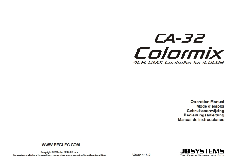 JB_CA32_COLORMIX_使用说明书手册