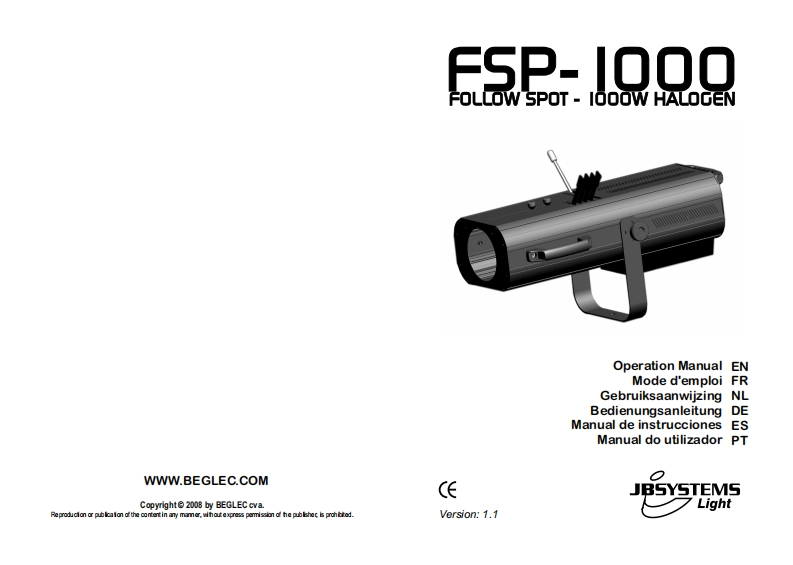 JB_Followspot1000_使用说明书手册