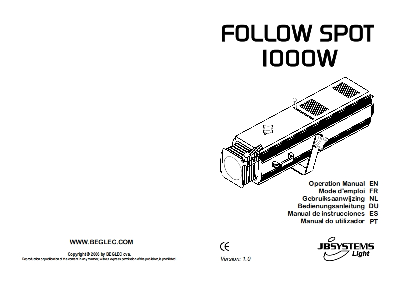 JB_Followspot_1000W_使用说明书手册