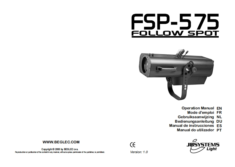 JB_Followspot_HMI575_使用说明书手册