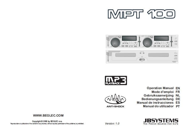 JB_System_MPT_100_使用说明书手册
