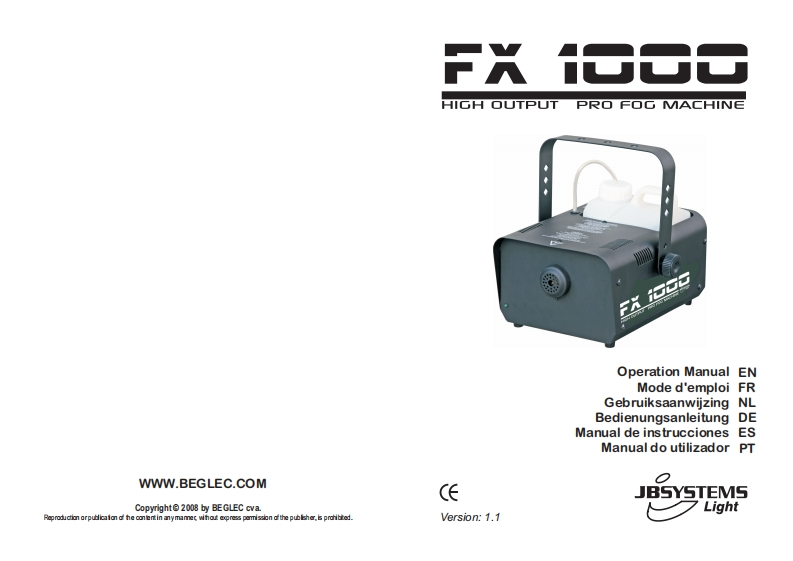 JB_Systems_FX-1000_fogger_使用说明书手册