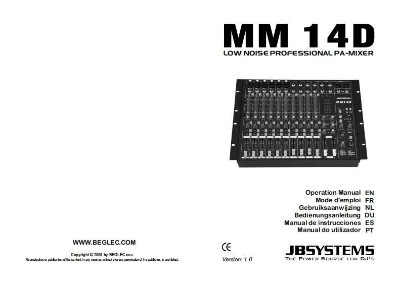 JB_Systems_MM_14D_Mixer_使用说明书手册