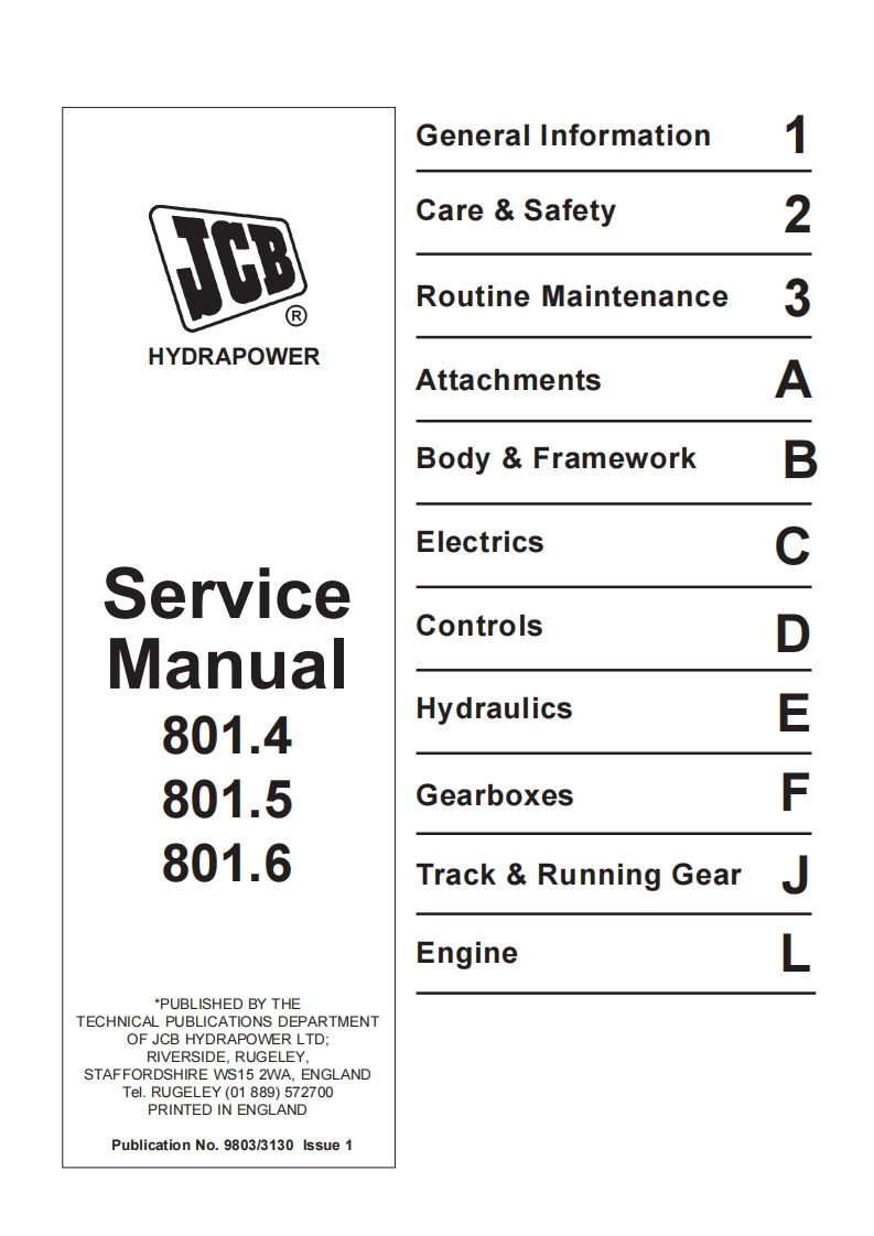 JCB_801_4_801_5_801_6_Mini_Excavator_Service_Repair_Manual维修手册