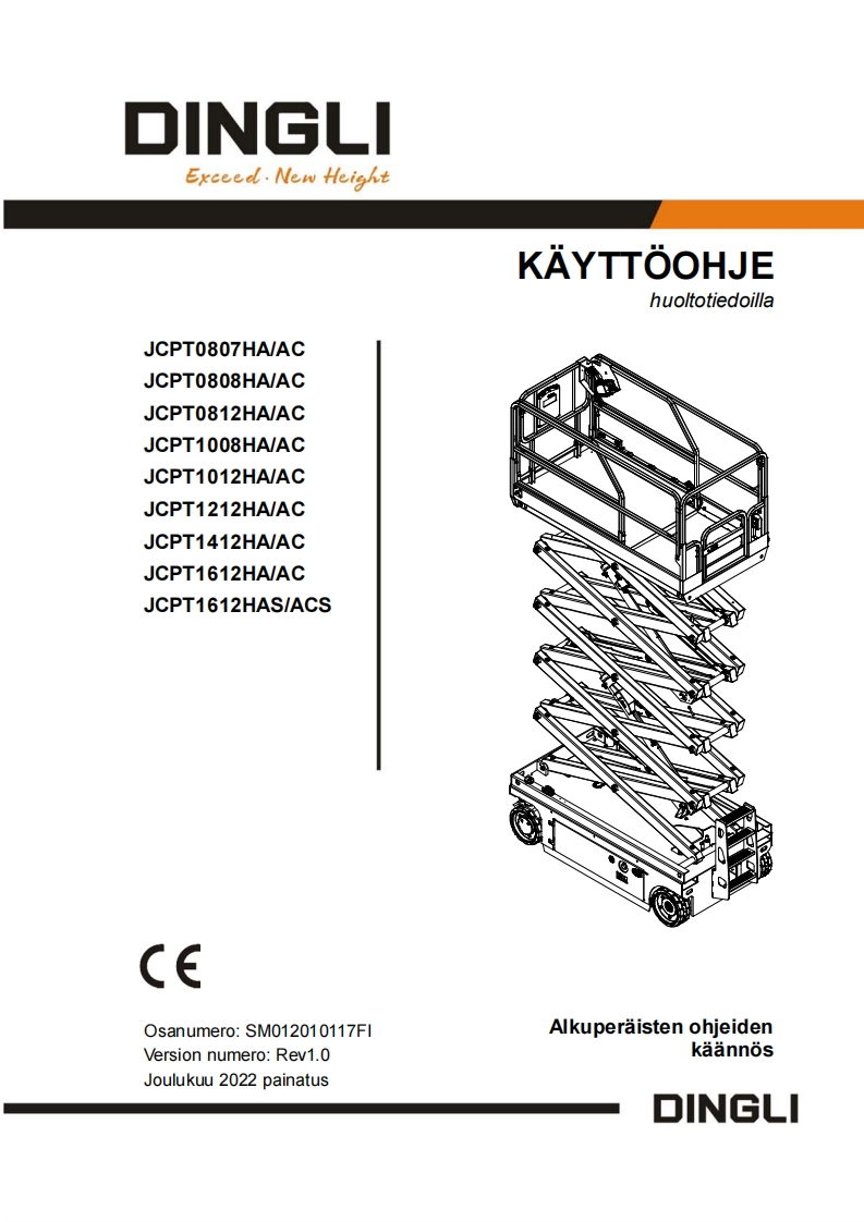 JCPT0807-1612（AC）operatormanual-Finnish(SM012010117FI_Rev1.0）维修维护说明书手册