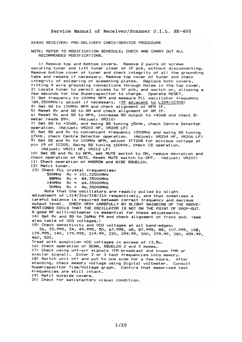 JIL-SX-400-(Service-Manual维修手册含电器原理图)