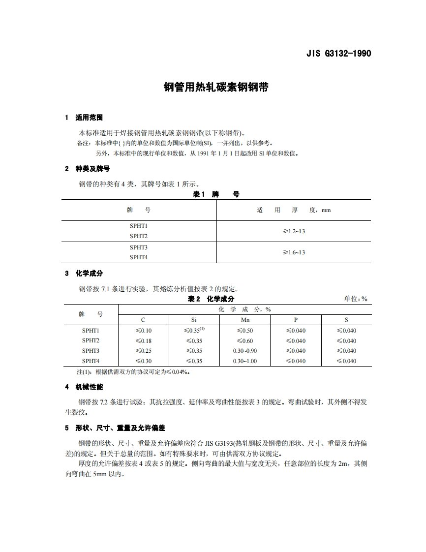 JIS-G3132现行标准规范