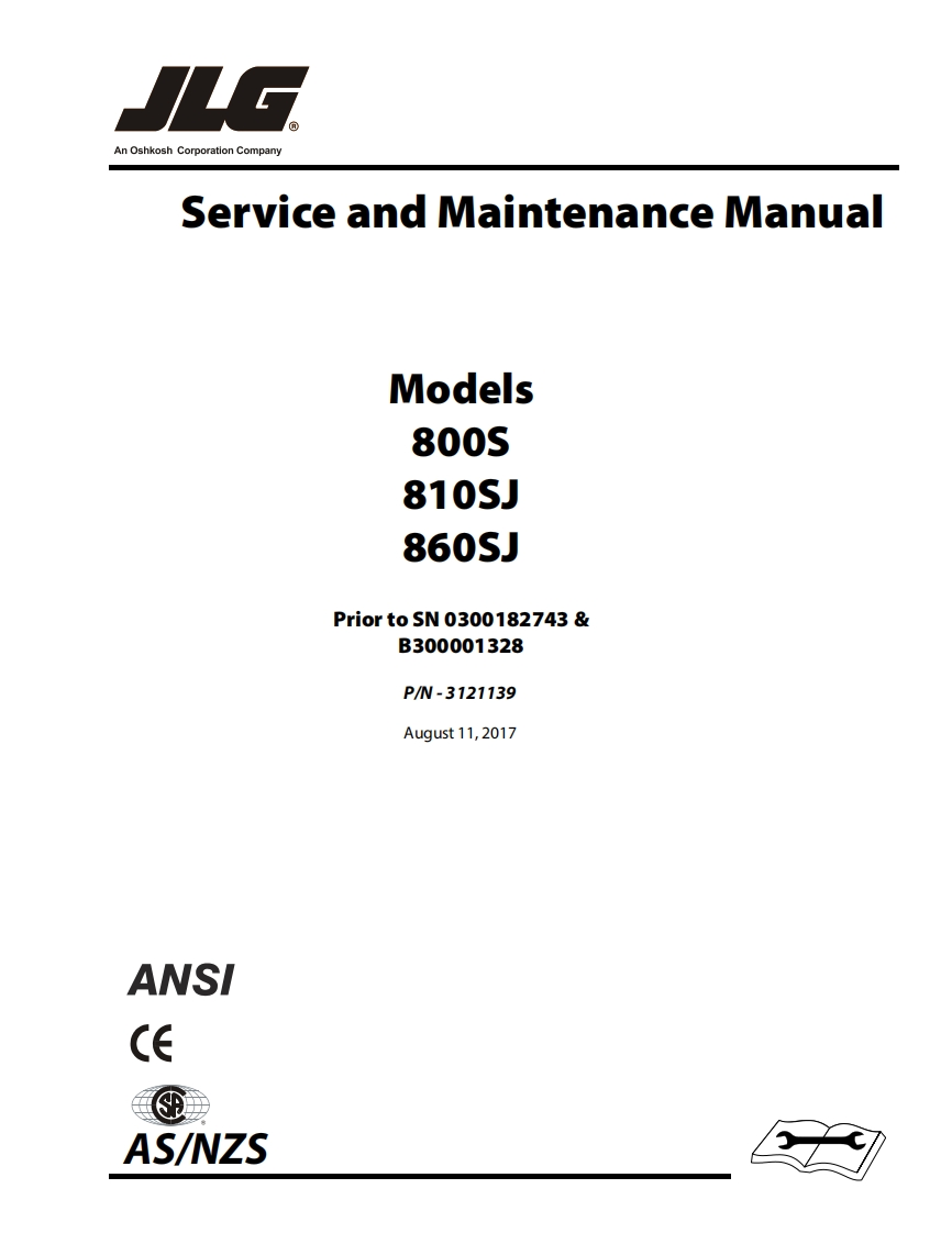 JLG-08-11-17_800S-860SJ_JLG_Service_English维修维护与零部件目录手册