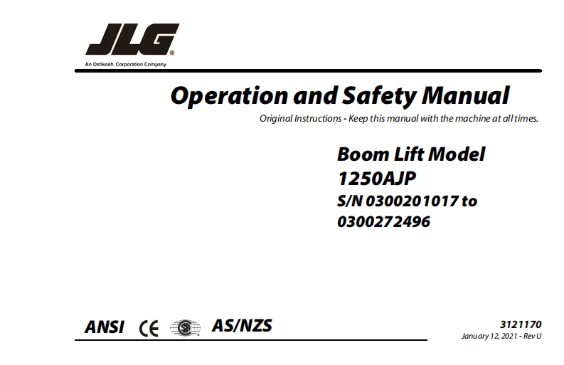 JLG-1250AJP-Operations-Manual操作与维护保养说明书手册