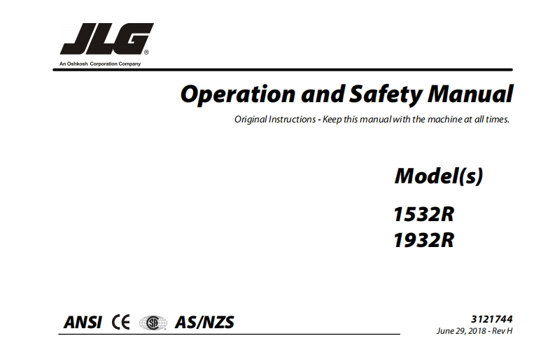 JLG-1932R-Scissor-Lift-Operations-Manual高空作业升降平台操作与维护说明书手册